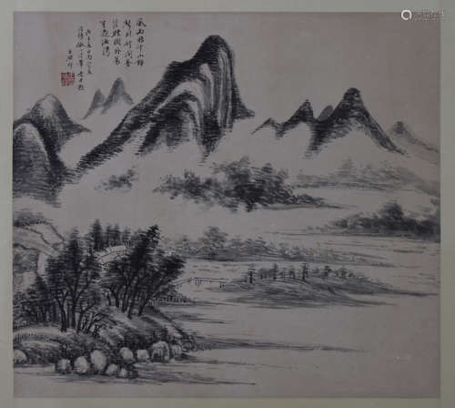 ONE PAGE OF CHINESE ALBUM PAINTING OF MOUNTAIN VIEWS
