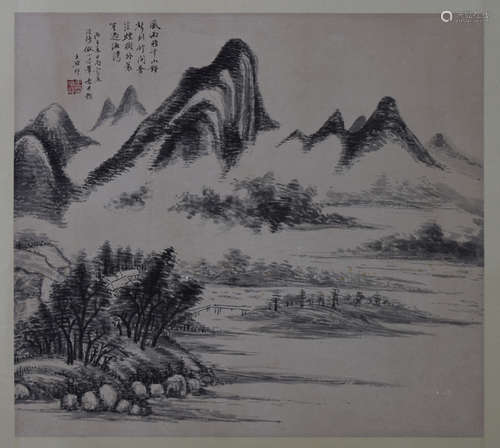 ONE PAGE OF CHINESE ALBUM PAINTING OF MOUNTAIN VIEWS