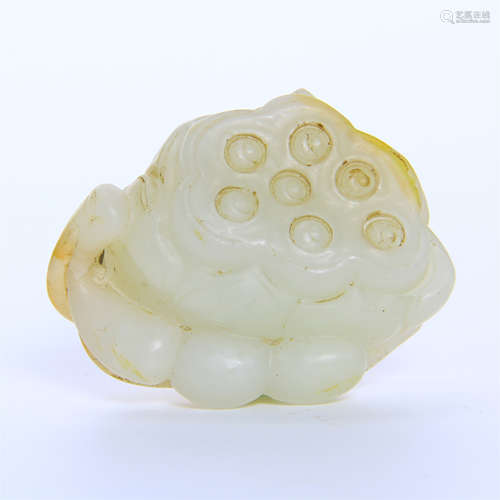 CHINESE WHITE JADE LOTUS SEED TABLE ITEM