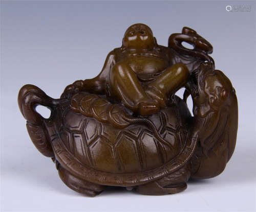 CHINESE SUGAR JADE TURTLE TABLE ITEM