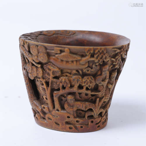 CHINESE BOXWOOD CARVED JUE CUP