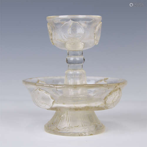 CHINESE ROCK CRYSTAL CANDLE HOLDER