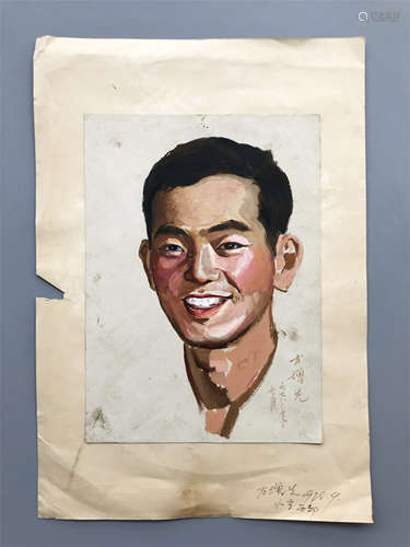 CHINESE WATERCOLOR OF MAN'S PORTRIAIT