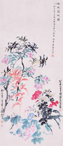 CHINESE SCROLL PAINTING OF FLOWER