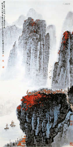 CHINESE SCROLL PAINTING OF MOUNTAIN VIEWS