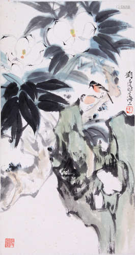 CHINESE SCROLL PAINTING OF BIRD AND FLOWER