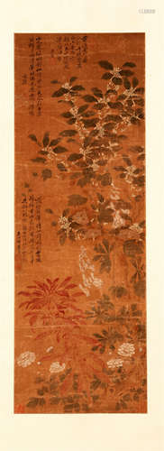 CHINESE SCROLL PAINTING OF FLOWER