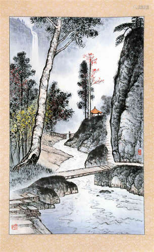 CHINESE SCROLL PAINTING OF RIVER VIEWS