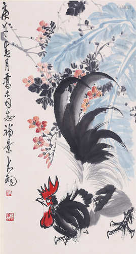 CHINESE SCROLL PAINTING OF ROOSTER