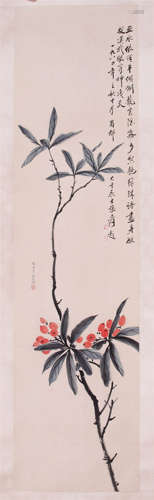 CHINESE SCROLL PAINTING OF FLOWER