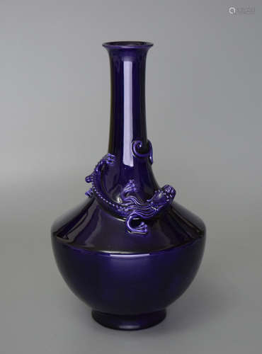 CHINESE PORCELAIN PURPLE GLAZE DRAGON VASE