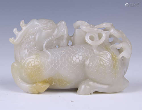 CHINESE CELADON JADE BEAST TABLE ITEM