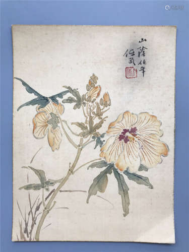 ONE PAGE OF CHINESE ABLUM PAINTING OF FLOWER
