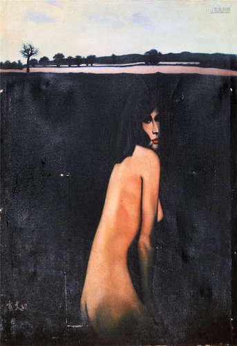 CHINESE OIL PAINTING OF NUDE ON CANVAS