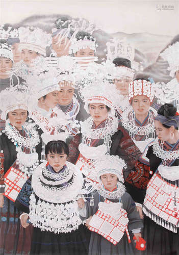 CHINESE SCROLL PAINTING OF GIRLS