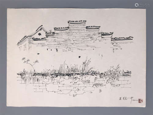 CHINESE SKETCH DRAWING OF LANDSCAPE