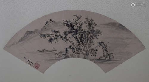 CHINESE FAN PAINTING OF LAKEVIEWS