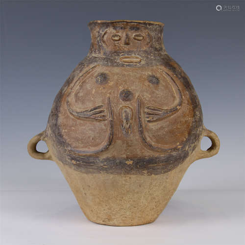 CHINESE PORTTERY HUMAN FACE WATER POT