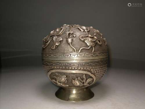 Exquisite Qing Dy Chinese Carving Silver Jewelry Box