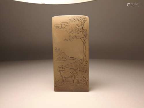 Chinese Shoushan Stone Carved Calligrapyh Painting Seal