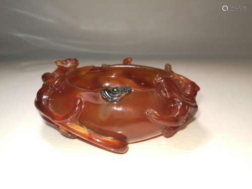 Qing Dynasty Chinese Red Agate Washer Pot