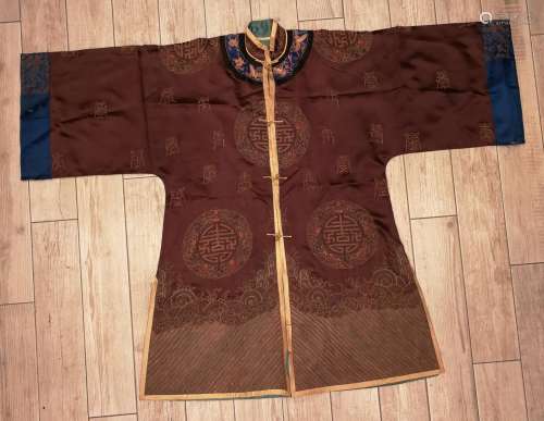 Qing Jiaqing Gold Plate Embroidery Robe SHOU Characters