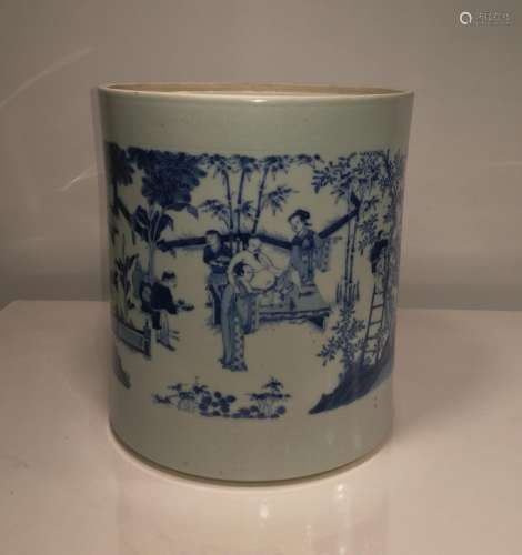 Chinese Blue and White Porcelain Brush Pot CHONGZHEN
