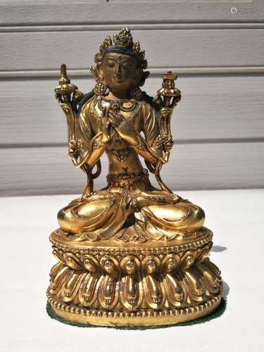 Exquisite Gilt Bronze Buddha DA MING YONG LE Mark