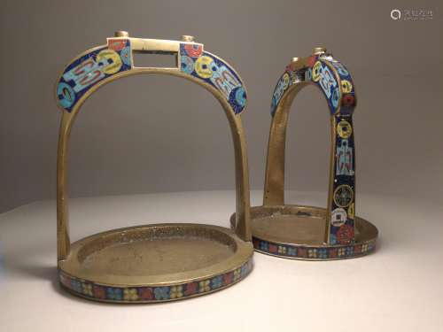 Pair of Qing Dy Chinese Cloisonne Stirrups
