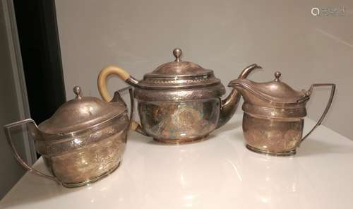 Three of Silver Ware Coffee Set Circa 19th C.