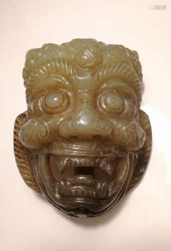 Ancient Chinese Yellow Jade Carving Head