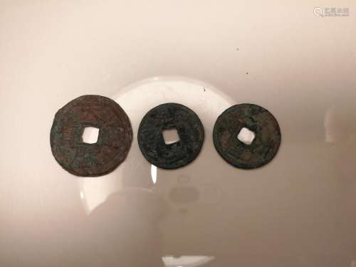 Three Chinese Coins TIAN QI Period of Ming Dynasty