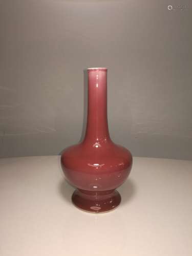 Qing Dy Red-Glazed Long Nack Vase DAO GUANG Mark