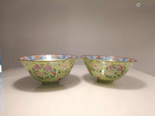 Pair of Chinese Famille Rose Bowls DAOGUANG Mark