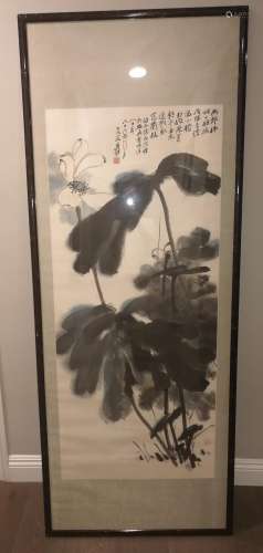 1977 ZHANG DAQIAN (1899 - 1983) Water Ink Lotus