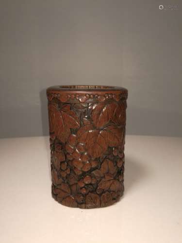 Ming/Qing Dynasty Chinese Carved Bamboo Brush Pot