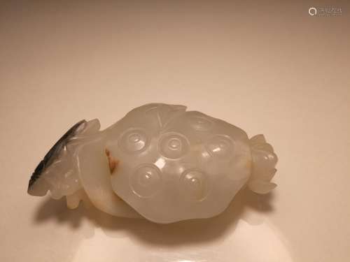 18th C. XINJIANG HETIAN Jade Carving Lotus Seed Cricket