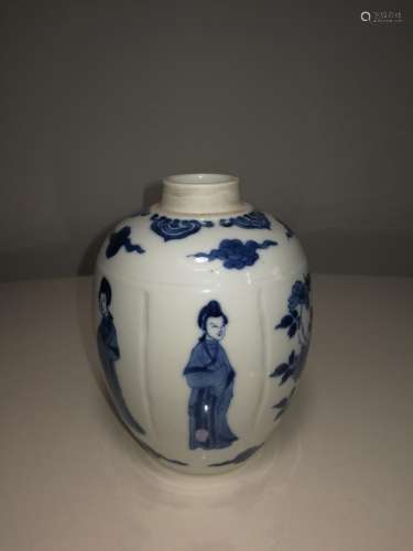 Qing Dy Blue and White Porcelain Tea Caddy JIAJING Mark