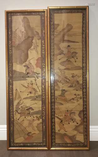 Pair of Early 20th C. Chinese Kesi Handing Screen