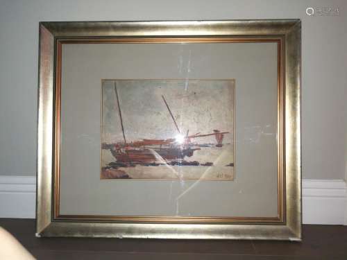 1955 Chinese LU SIBAI (1905 - 1973) Oil Painting Ship