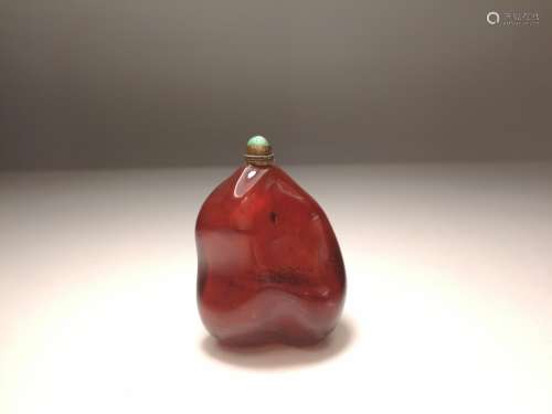 High Quality Qing Dy Chinese Amber Snuff Bottle