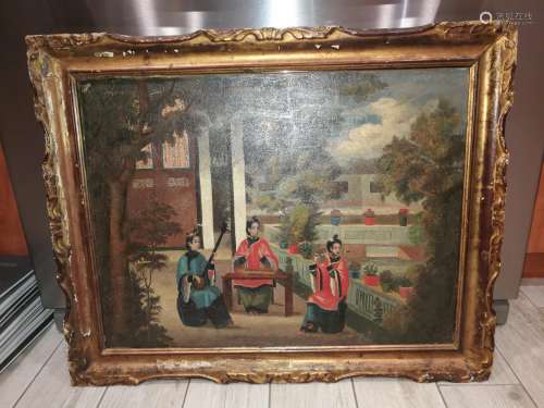 An Chinese Export Oil Painting 19th Century
