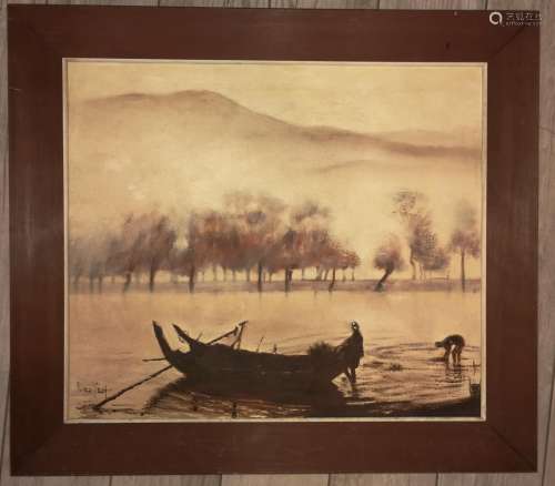 Chinese Oil Landscape Painting Possible 20th C. Signed
