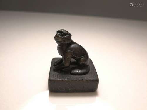 Chinese Bronze Inlaid Silver Seal Perhaps Ming Dynasty