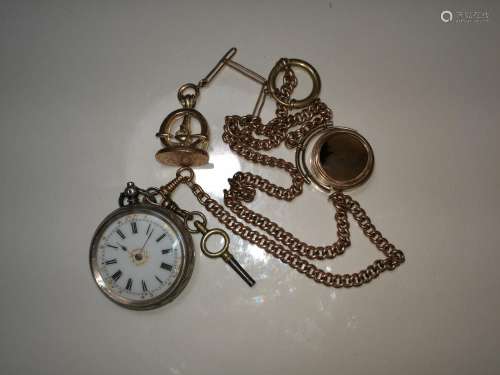 Old Silver Watch Gild Chain