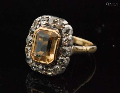 A Victorian citrine and diamond dress ring