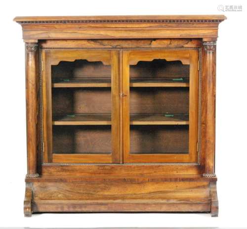 A Victorian and later converted rosewood veneered cabinet bookcase