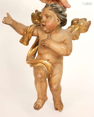 An Italian 17th to 18th Century carved pine and gesso putti