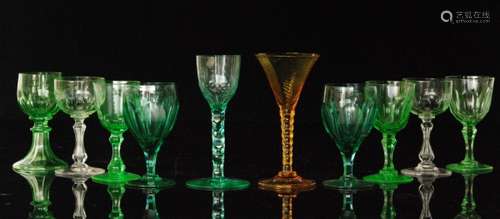 A group of 19th Century and later Uranium glass stemware