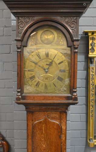 An 18th Century and later oak longcase clock with thirty hour movement